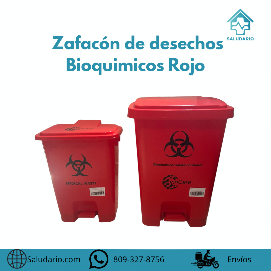 Zafacón para Desechos Bioquímicos Rojo con Pedal